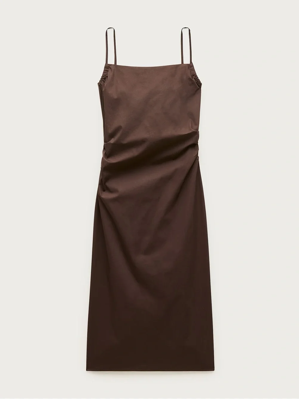 J. Crew Chocolate Brown Spaghetti-Strap Midi Dress